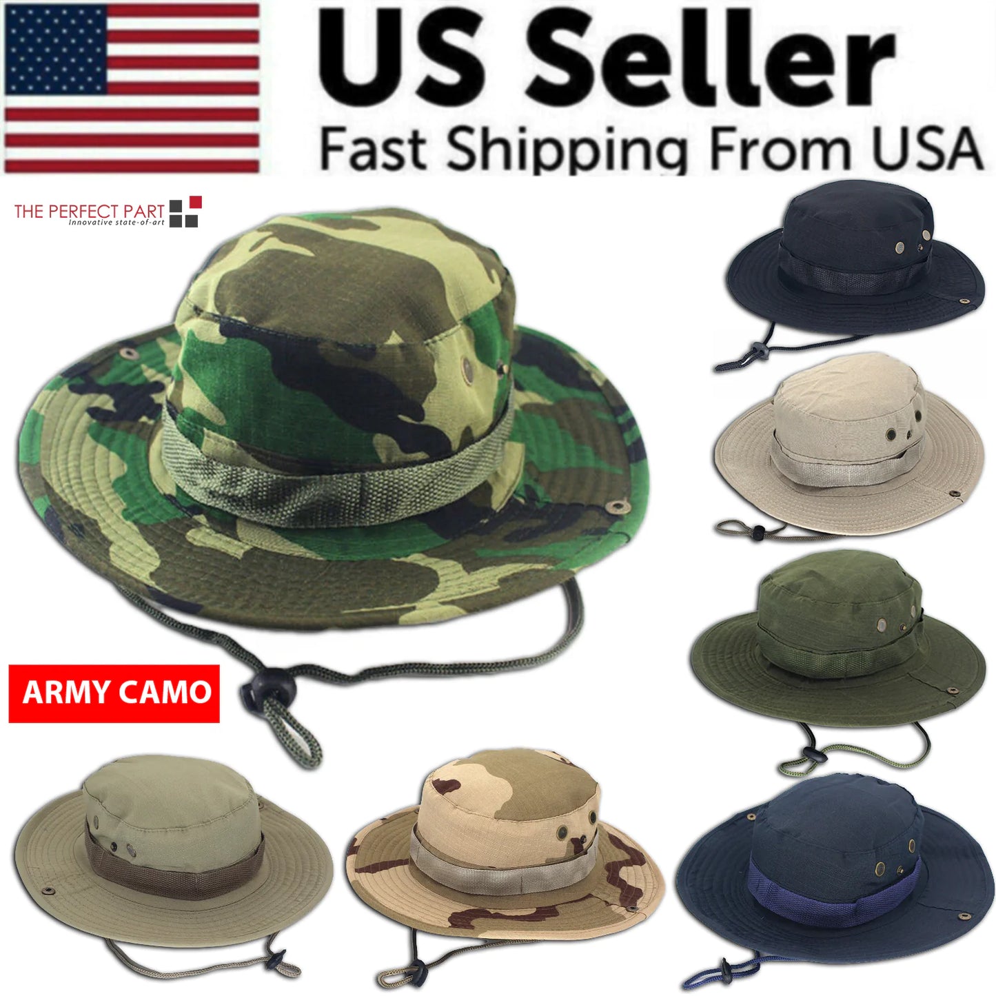 Outdoor Boonie Hat - Fishing, Hunting & Safari Wide Brim Sun Cap