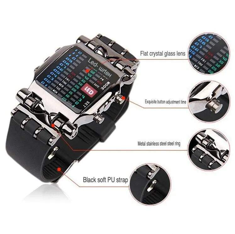 Luxury Men's Watch LED Sports Date Digital Bracelet Waterproof Quartz Wristwatch