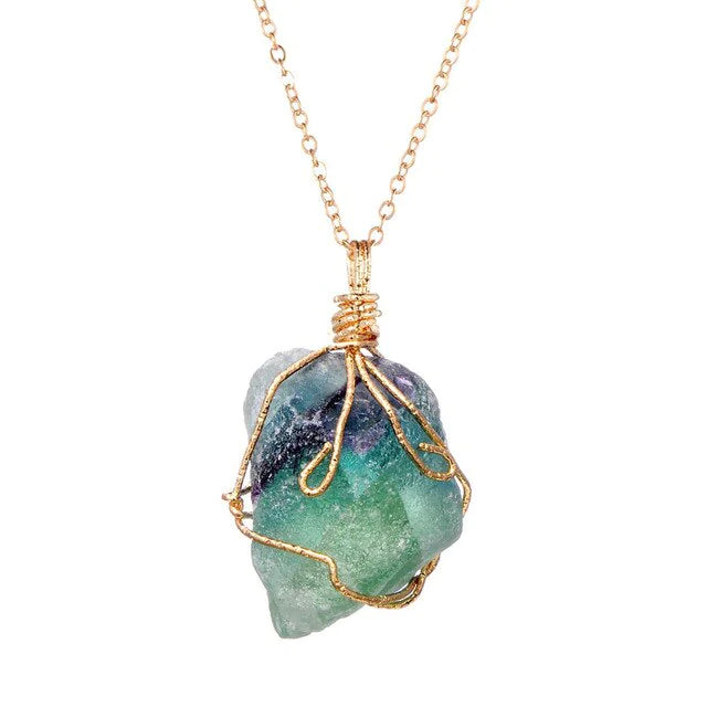 Natural Gemstone Necklace Healing Crystal with Chain