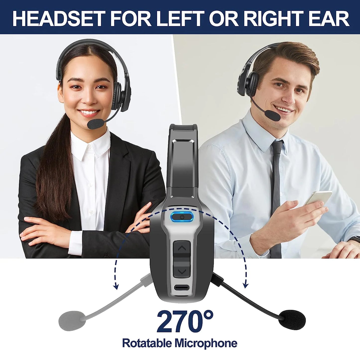 Trucker Bluetooth 5.2 Wireless Headset With Noise Cancelling Mic