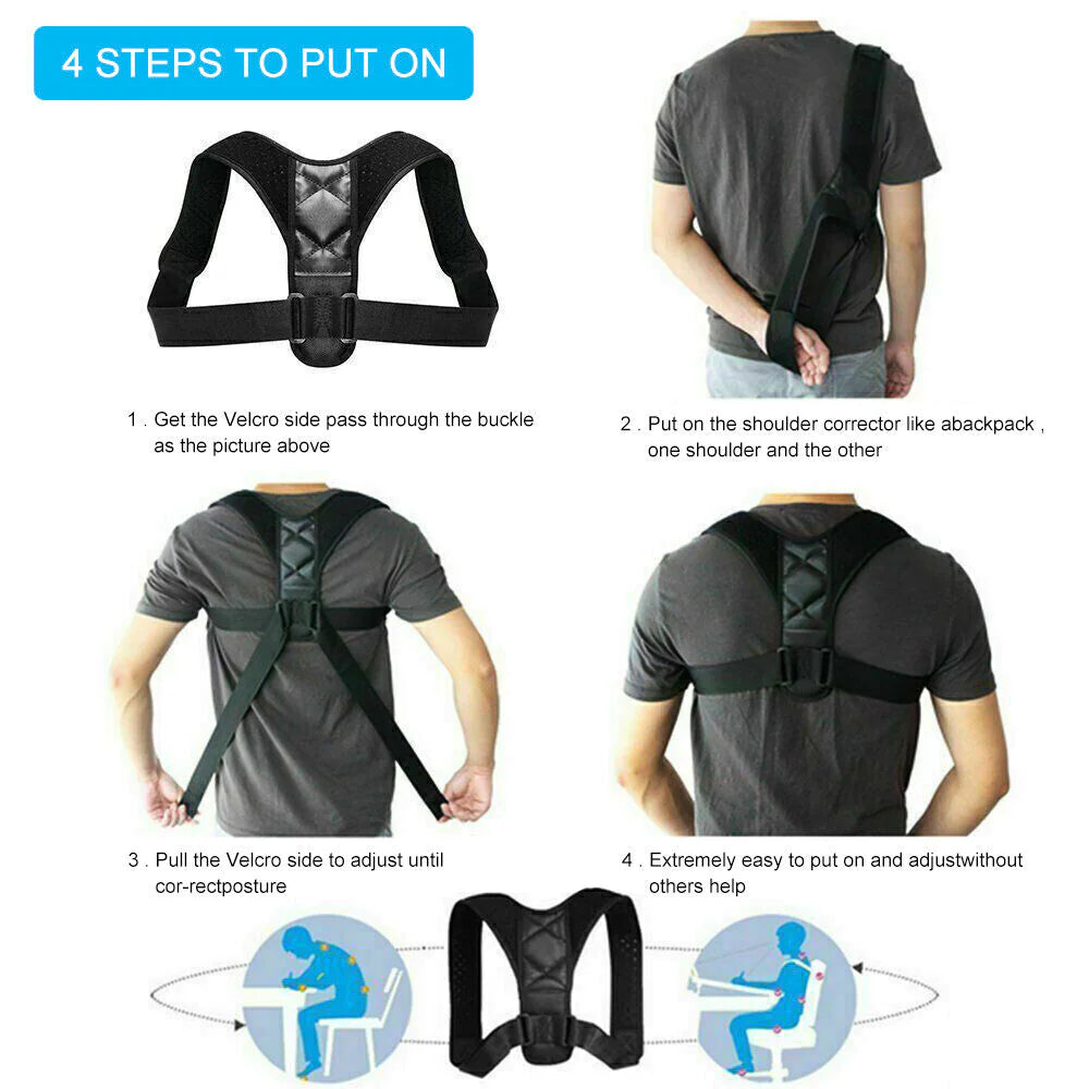 Adjustable Posture Corrector for Back & Shoulders – Clavicle Support Brace for Men & Women