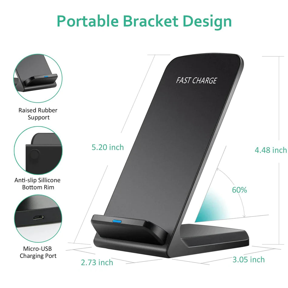 Qi Wireless Fast Charger Charging Pad Stand Dock For Samsung Galaxy & iPhones