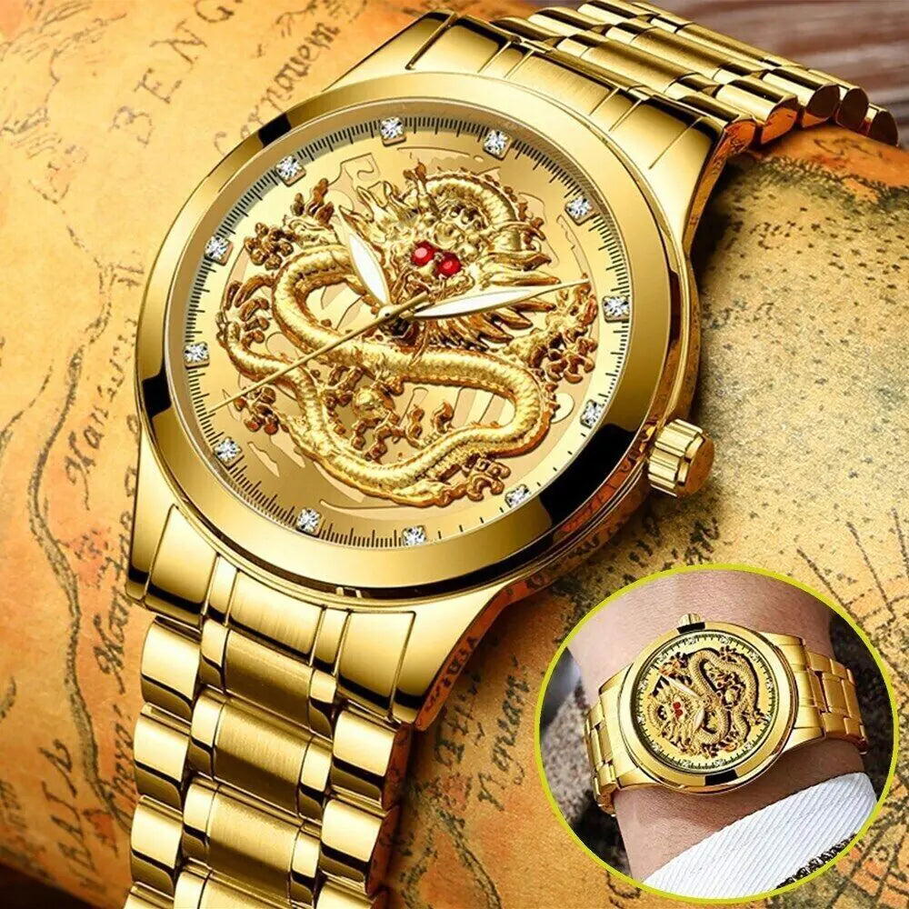 Business Gift Waterproof Gold Men's Diamond Quartz Watch