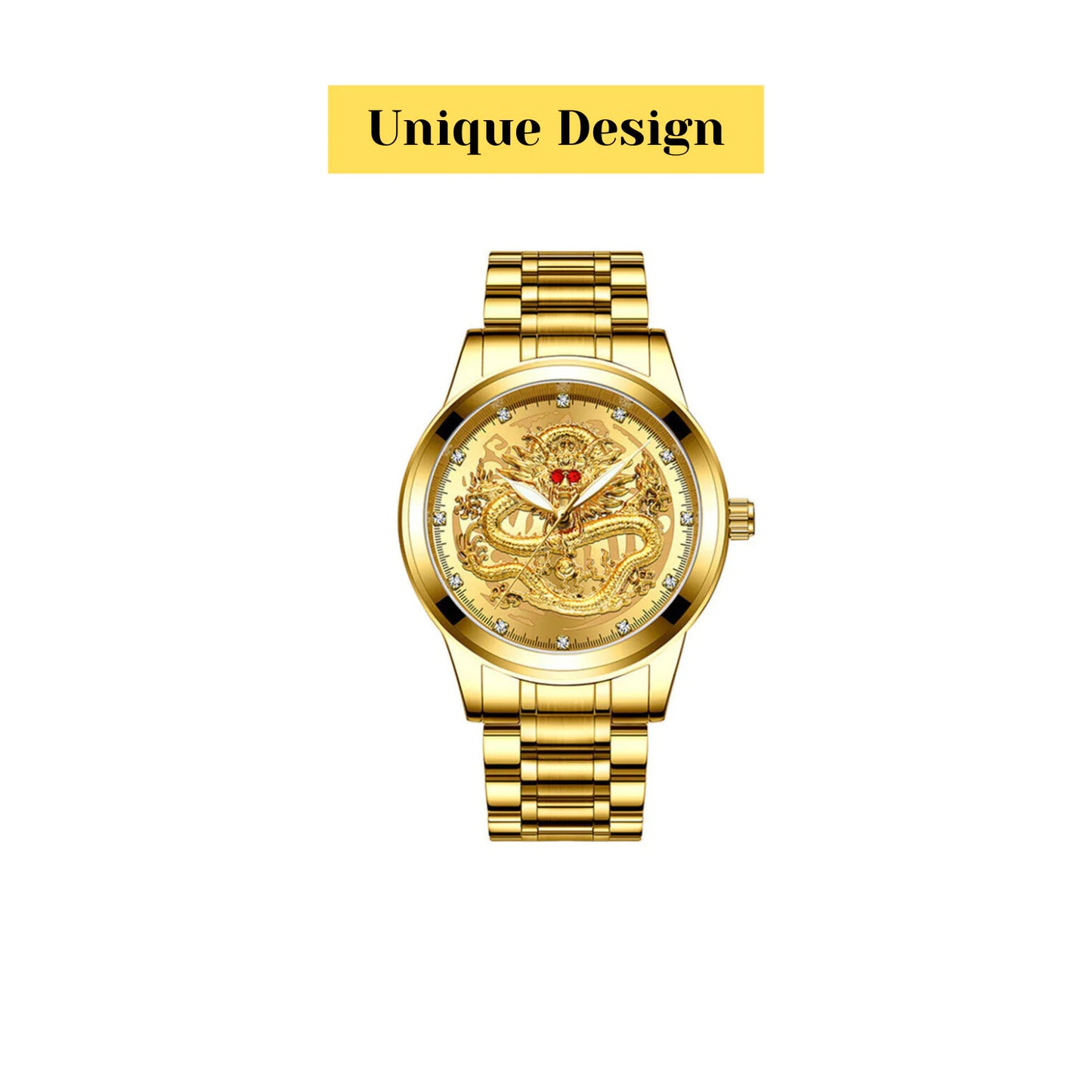 Business Gift Waterproof Gold Men's Diamond Quartz Watch