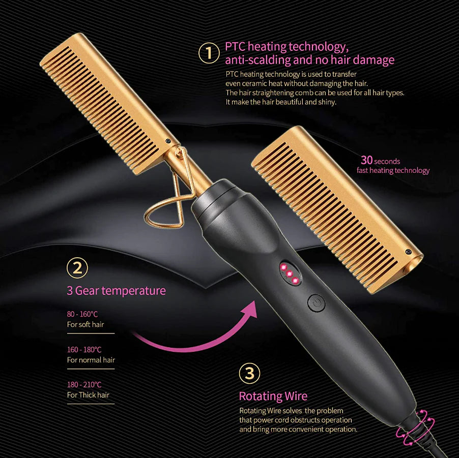 Hair Straightener Comb Pro Electric Beard Straightening Comb