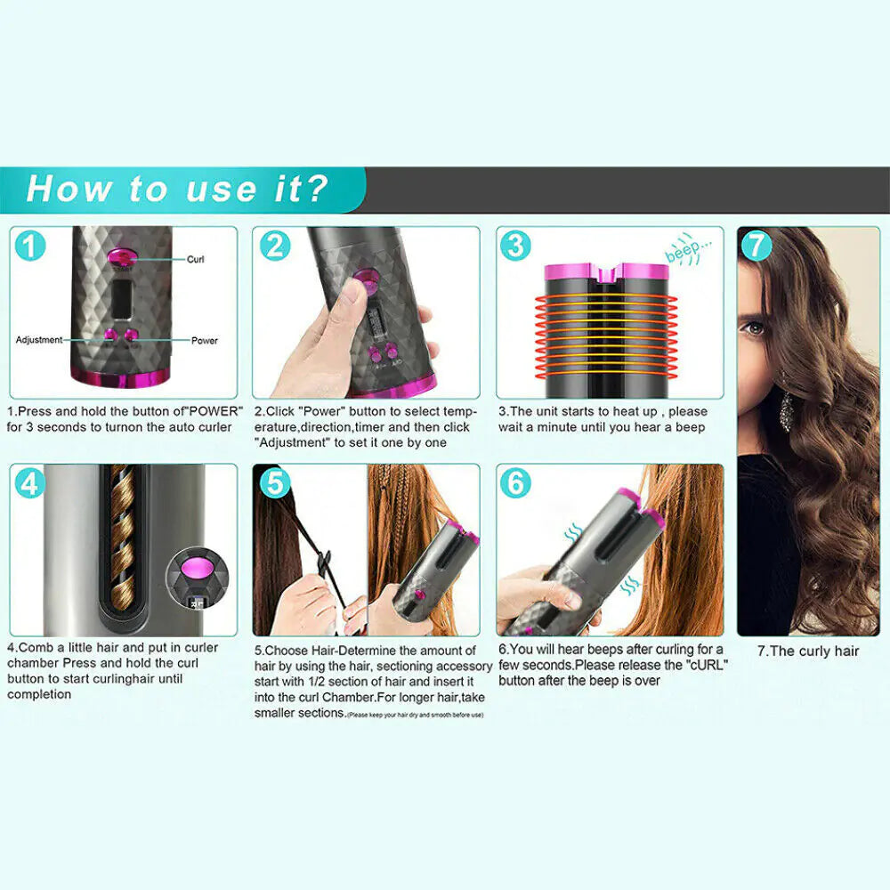 Hair Curler LCD Cordless