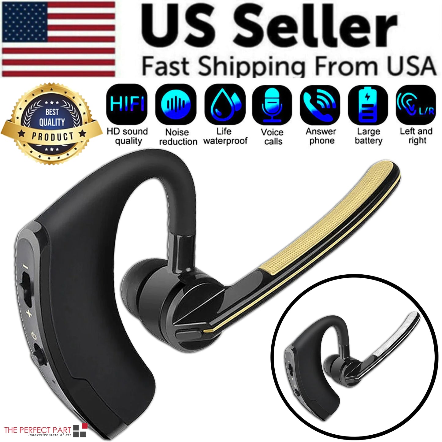 Bluetooth Earpiece Wireless Headset Noise Cancelling Headphones for Drivers & Truckers