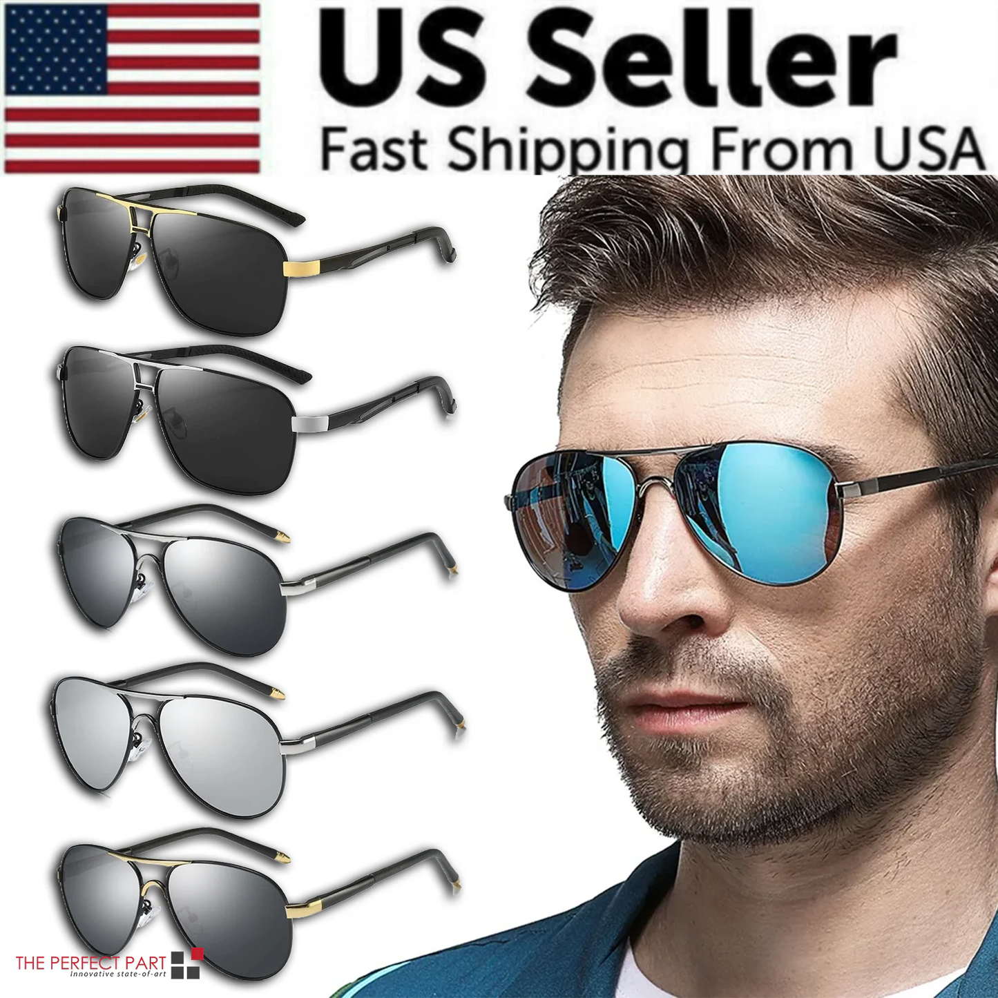 Men's Polarized Pilot Sunglasses UV400