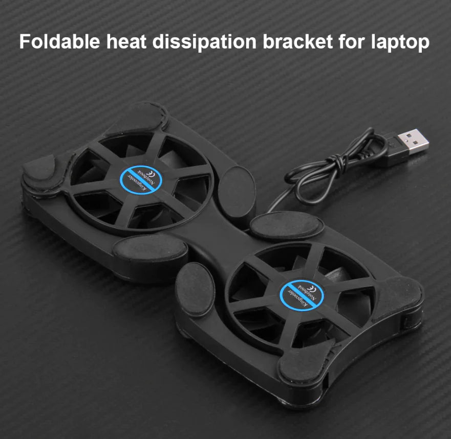 Dual USB Cooling Fan Pad Foldable Slim Fans Cooler Stand For Laptop & PC