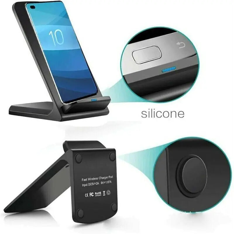 Qi Wireless Fast Charger Charging Pad Stand Dock For Samsung Galaxy & iPhones