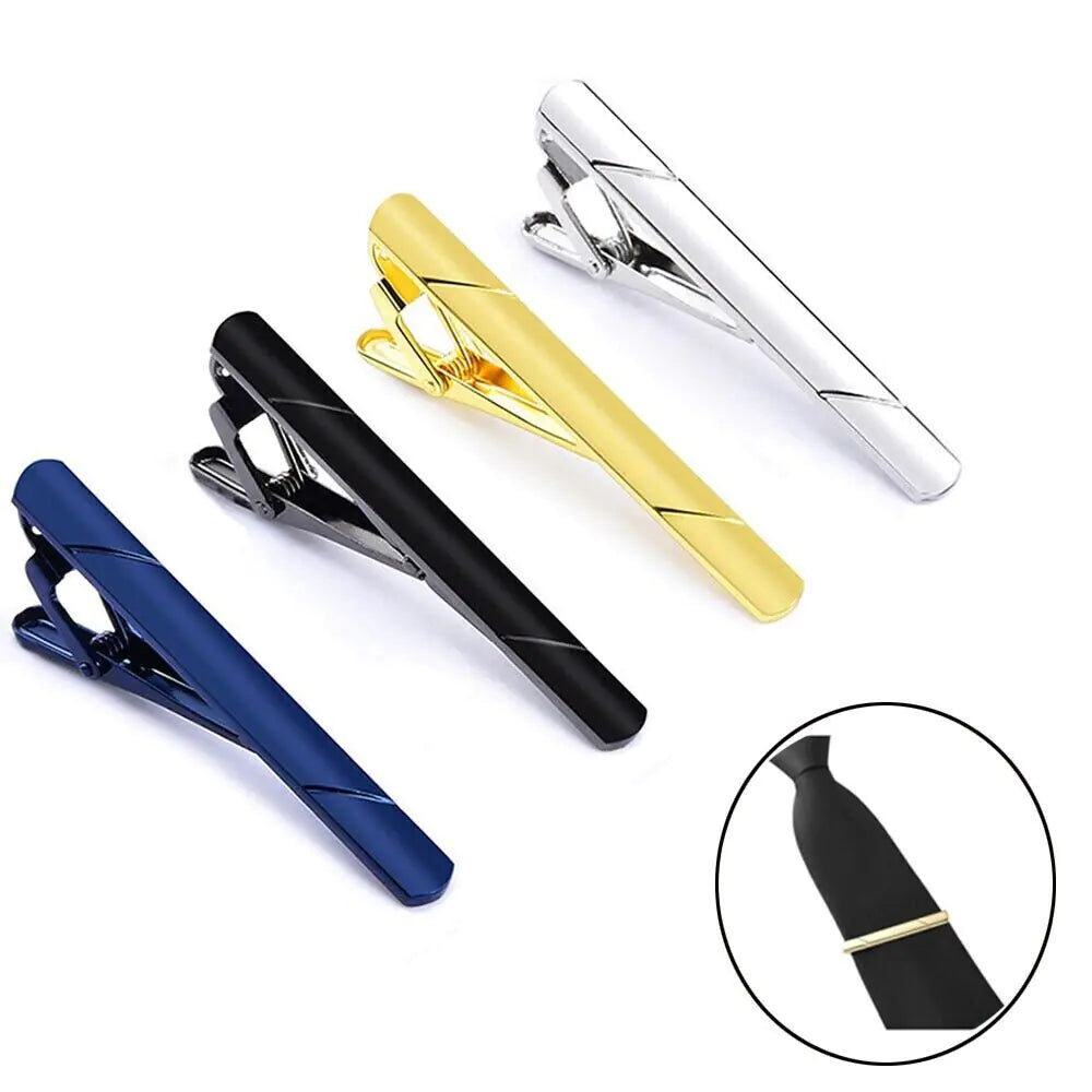 4PCS Mens Stainless Steel Tie Clip Necktie Bar Clasp Clamp Pin