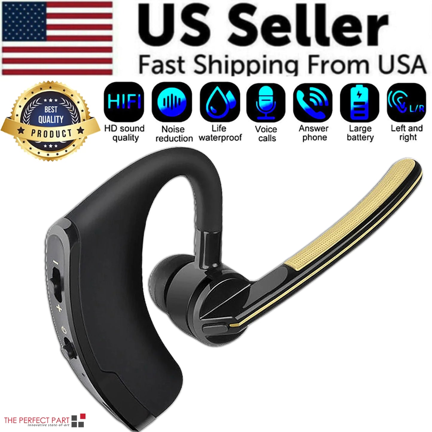 Bluetooth Earpiece Wireless Headset Noise Cancelling Headphones for Drivers & Truckers