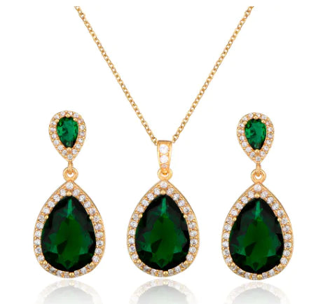 cubic zirconia earrings necklace set