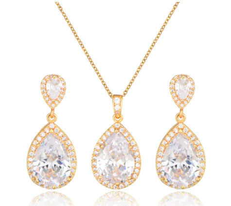 zirconia jewelry set white gold