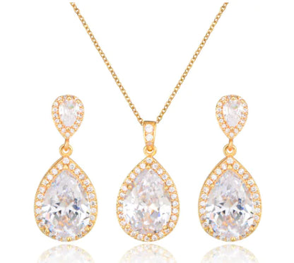 zirconia jewelry set white gold