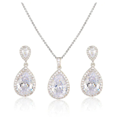 cubic zirconia earrings necklace set