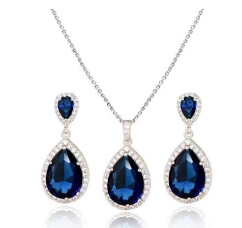 zirconia jewelry set white gold